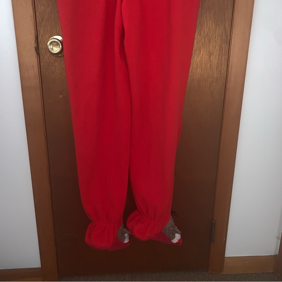 Women’s M NICK & NORA Red Fleece Sock Monkey One Piece Footed Pajamas Cute EXC - Picture 13 of 13